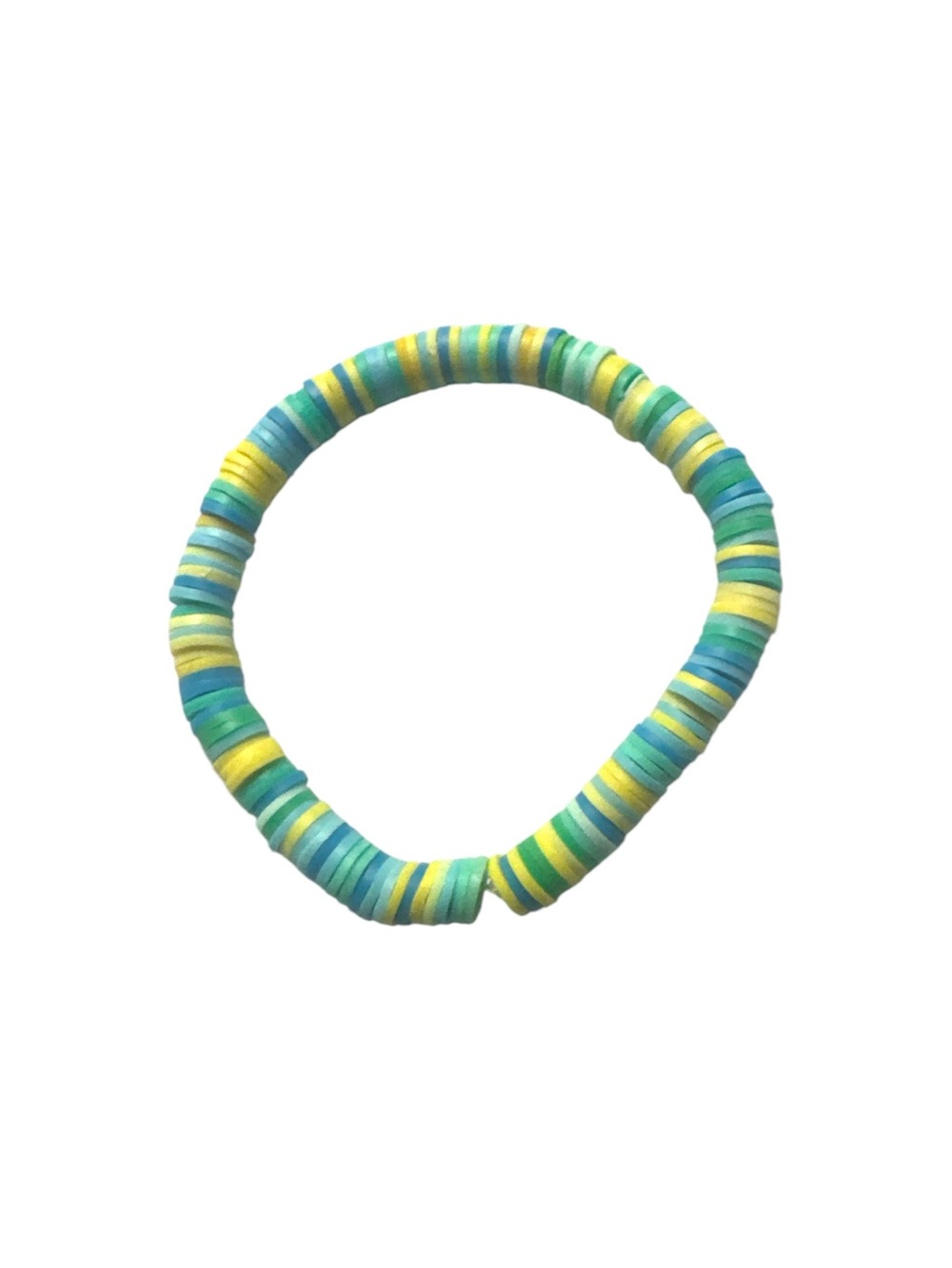 3 FOR $10 HANDCRAFTED Pony Beaded Stretch Bracelet- Green, Blue & Yellow